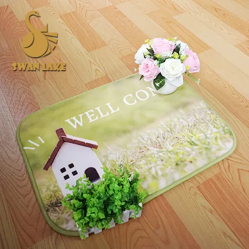 Customized Flowers And Birds Pattern Bath Mat Custom Size Bath Mat