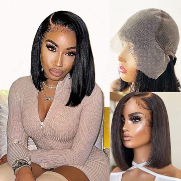 short straight bob wig 13x6