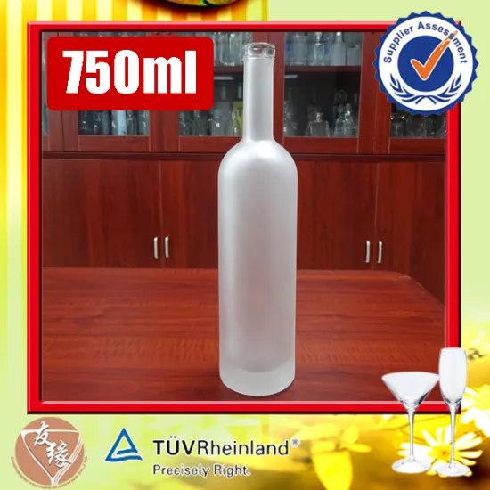 Wholesale 375ml 700ml 750ml 1L customized clear glass cognac tequila wine bottles frosted glass bottles 750ml