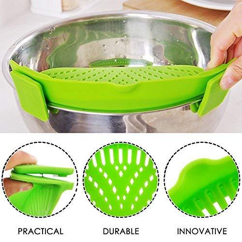 Clip on pasta strainer for pots pans