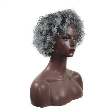 AliLeader Curly Grey Hair New Wigs Synthetic Hair Kinky Curly Wig For Black Women