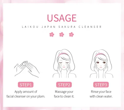 LAIKOU 50g Natural Organic Face Skin Care Facial Wash - Deep Cleansing & Moisturizing Japan Sakura Cleanser