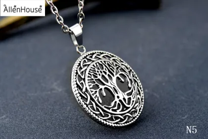 2022 Men's Stainless Steel Family Tree Pendant Necklace - Wholesale