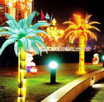 Home garden decorative 450cm Height outdoor artificial yellow flashing LED solar lighted up Moringaceae palm trees EDS06 1406