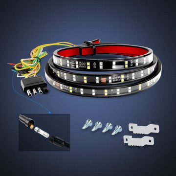 60" Truck Tailgate Bar with Dual Row LED Strip - Red/White, No-Drilling Required