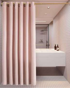 Cationic Polyester Waterproof Linen Look Shower Curtains for Bathroom Decor