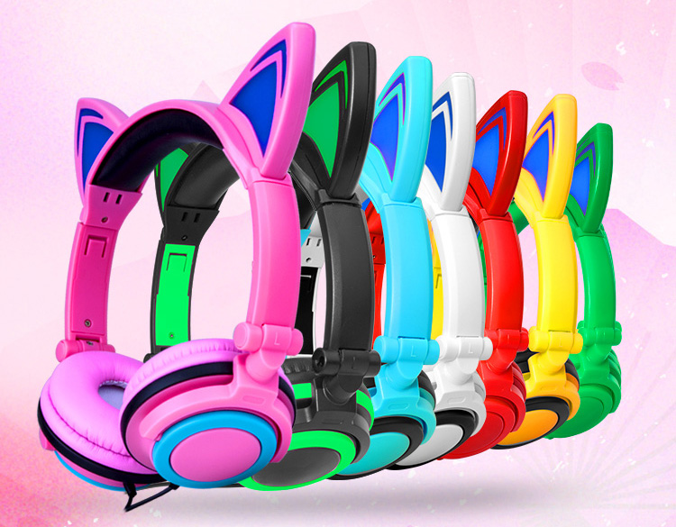 Holiday gifts hot selling lighting cat ear headphone