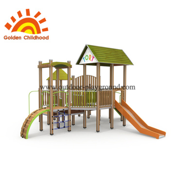 Wood Slide Outdoor Playground Equipment Untuk Anak-Anak