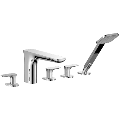 Five-hole bath mixer for deck mounting