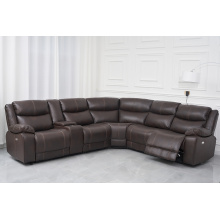 Brown Air Leather Electric Corner Recliner Sofa