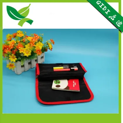 China Three layer canvas pencil case school stents pencil bag