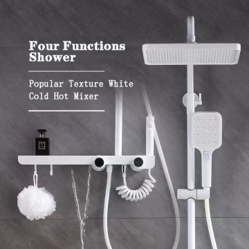 Gorgeous Brass White LED Digital Thermostatic Bath & Shower Faucet Mixer Set