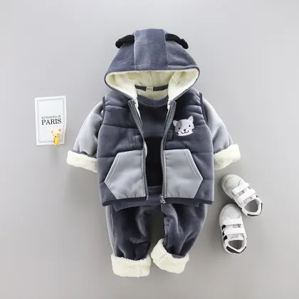 New Kids Winter Fashion: Chinese Style Snow-Themed Clothing Sets for Boys