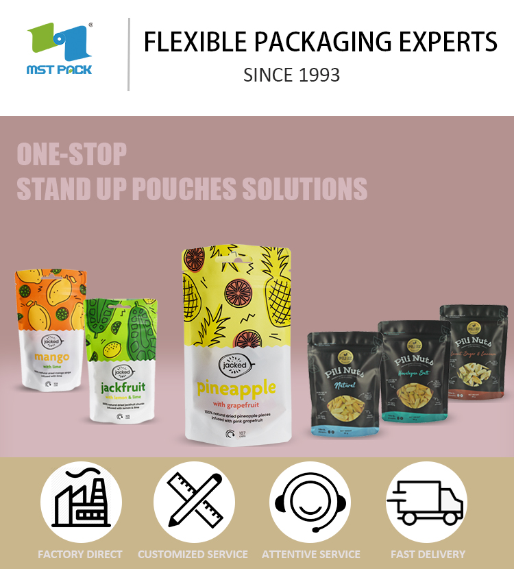 Custom Recyclable Pili Nuts Pouch Dried Fruits Stand up Packaging bags