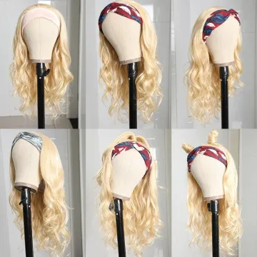 Water Wave Headband Wig Human Hair Wigs For Black Women Brazilian Hair Glueless Remy Curly Human Hair Headband Wigs