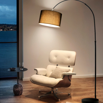 Modern Arc Black Cloth Fishing Floor Lamp for Living Room and Office Decor