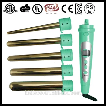 Wholesale best quality chrome gold barrel ceramic 5P Curling Iron Wand