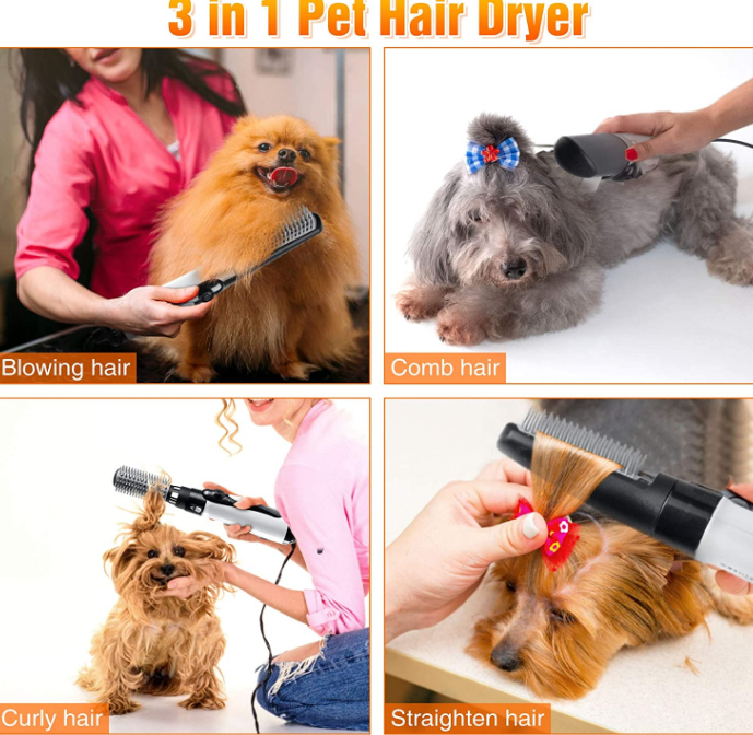 Pet Hair Dryer with Slicker Brush