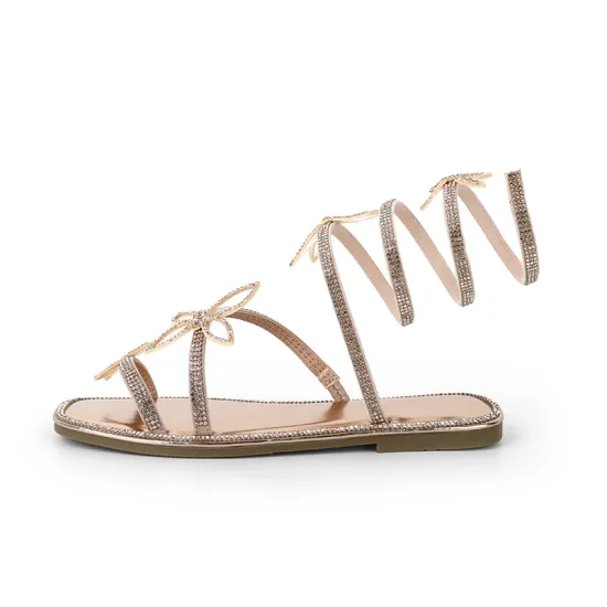 Exquisite butterfly strap flat sandals