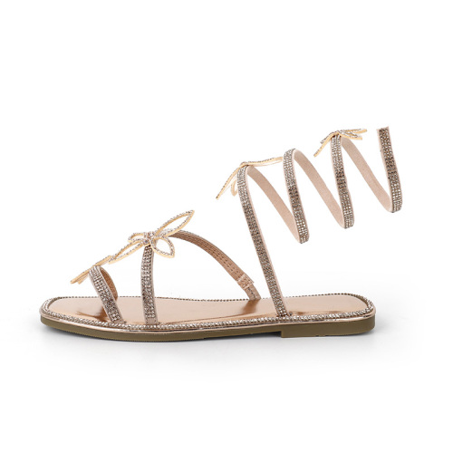 Exquisite butterfly strap flat sandals