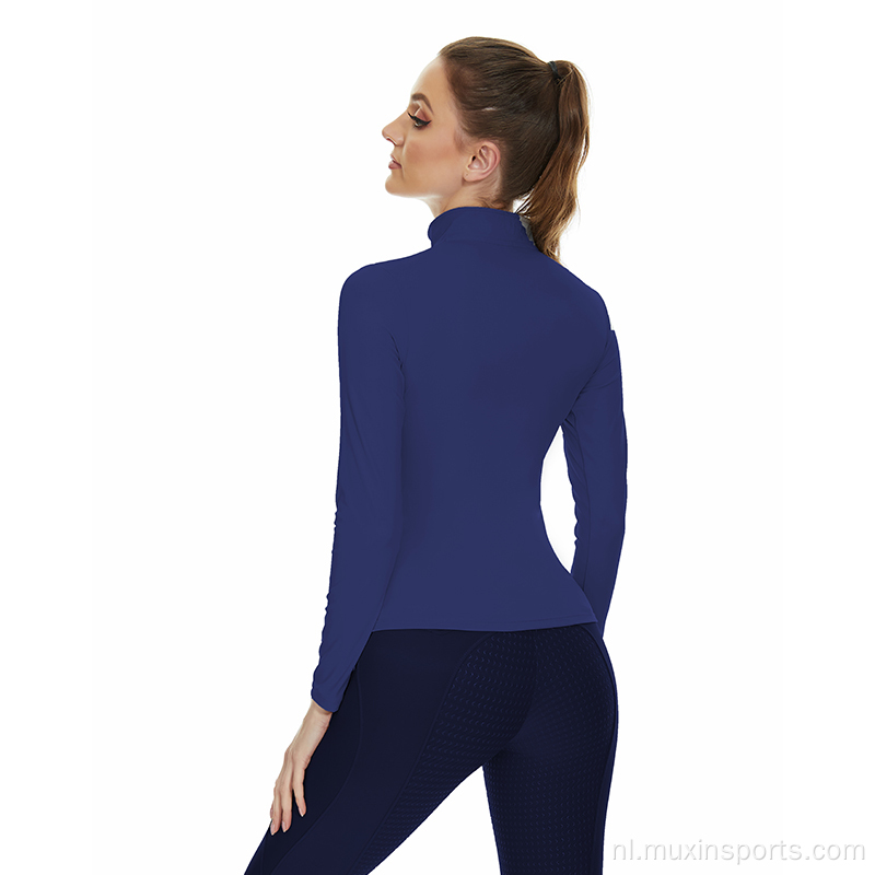 Vrouw Lange Baselayer paardensport Top Marineblauw