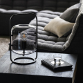 LEDER bordslampa i grått glas