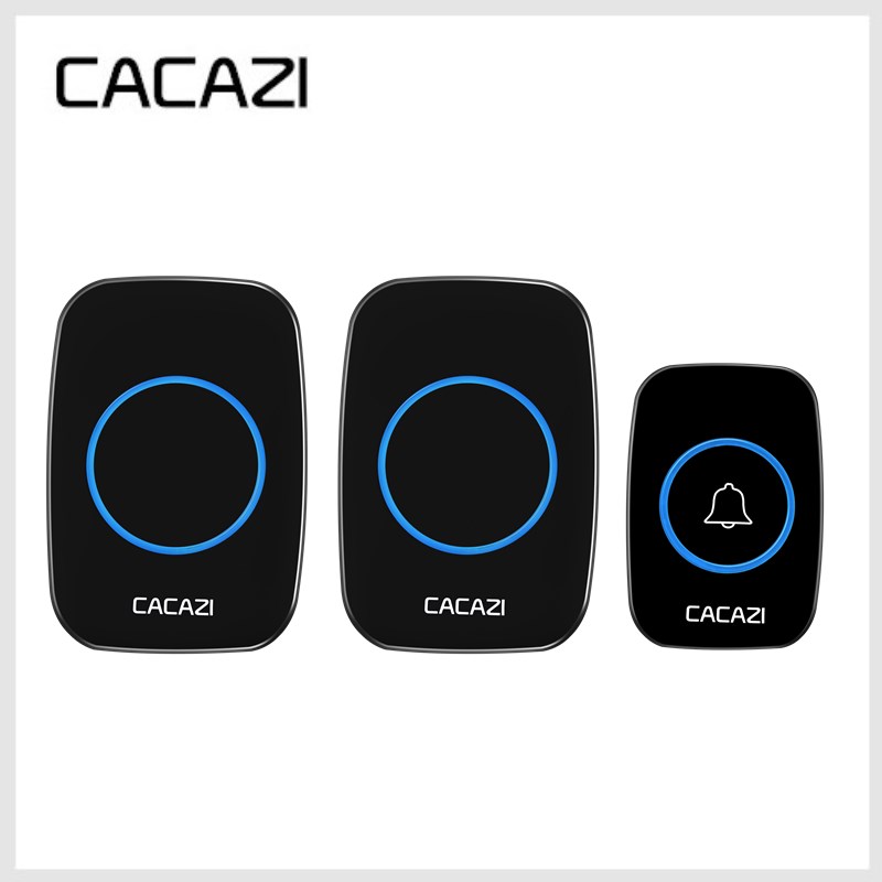 CACAZI Newest LED Smart Doorbell Waterproof 300M Remote Mini Wireless Door bell 38 Chimes 20-85dB EU/UK/US plug Door Ring