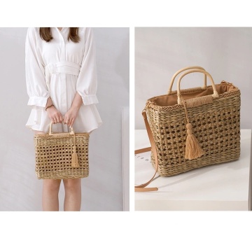 2021 straw handle basket design lady bag