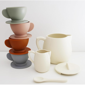 Set de ceainice din silicon de calitate alimentară de jucărie de bucătărie