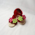 Màu đỏ sẫm bé gái giày crochet baby dép handmade