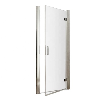PTB Simple and Easy-to-Clean Tempered Glass Hinged Bathroom Door with Aluminum Frame