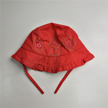 Baby Red Hat Button Bucket Dengan String