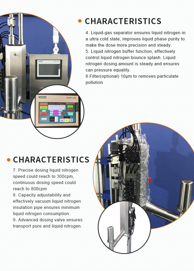 Liquid nitrogen dosing machine for oil