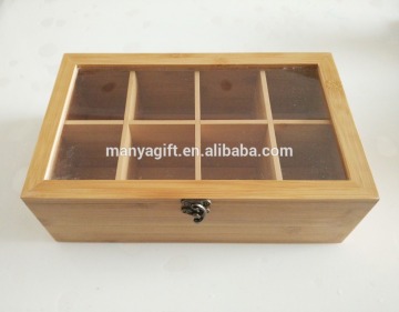 Estilo Oceanstar Bamboo Tea Storage Box with 8 Equally Divided detachable Compartments and Latch