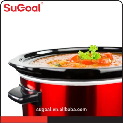 Red Housing Electric Ceramic Stew Pot Slow Cooker For Baby Cooking