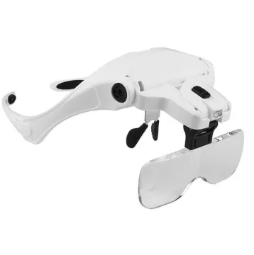 Hands-Free Head Mount Magnifying Glass with Loupe Light and Adjustable Headband for Reading, Sewing, Jewelry Making, and Watch Repair