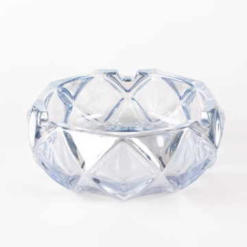 Modern Transparent Engraved Glass Ashtray for Cigarette and Cigar Smoking
