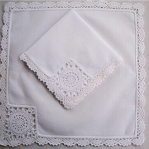 Hight quality white handkerchief embroidery lace