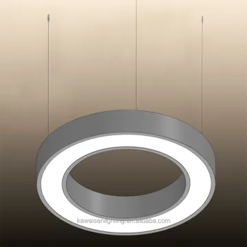 Individuality-Hanging Circle LED Linear Light Chandelier: 60cm (24in) Round Ring Single Pendant Lamp for Restaurant and Office