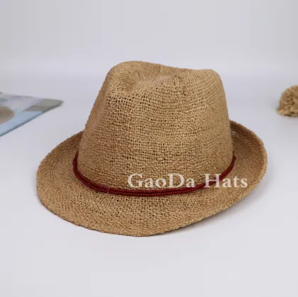 girls fashionable straw fadora hat