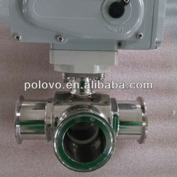Electric clamp type 3way sanitary ball valve