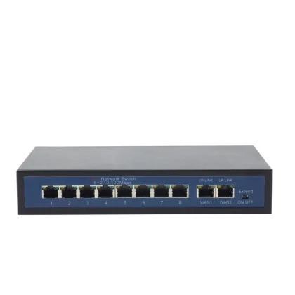 8 Port POE Switch 10/100Mbps with 52V Power Supply for IP Camera Networks