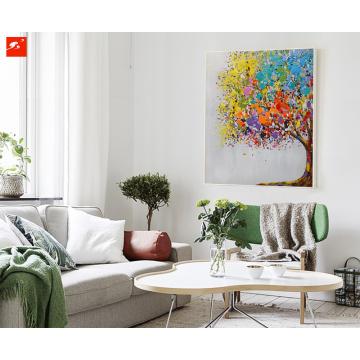 Abstract Handmade Wall Art Colorful Tree Oil Painting