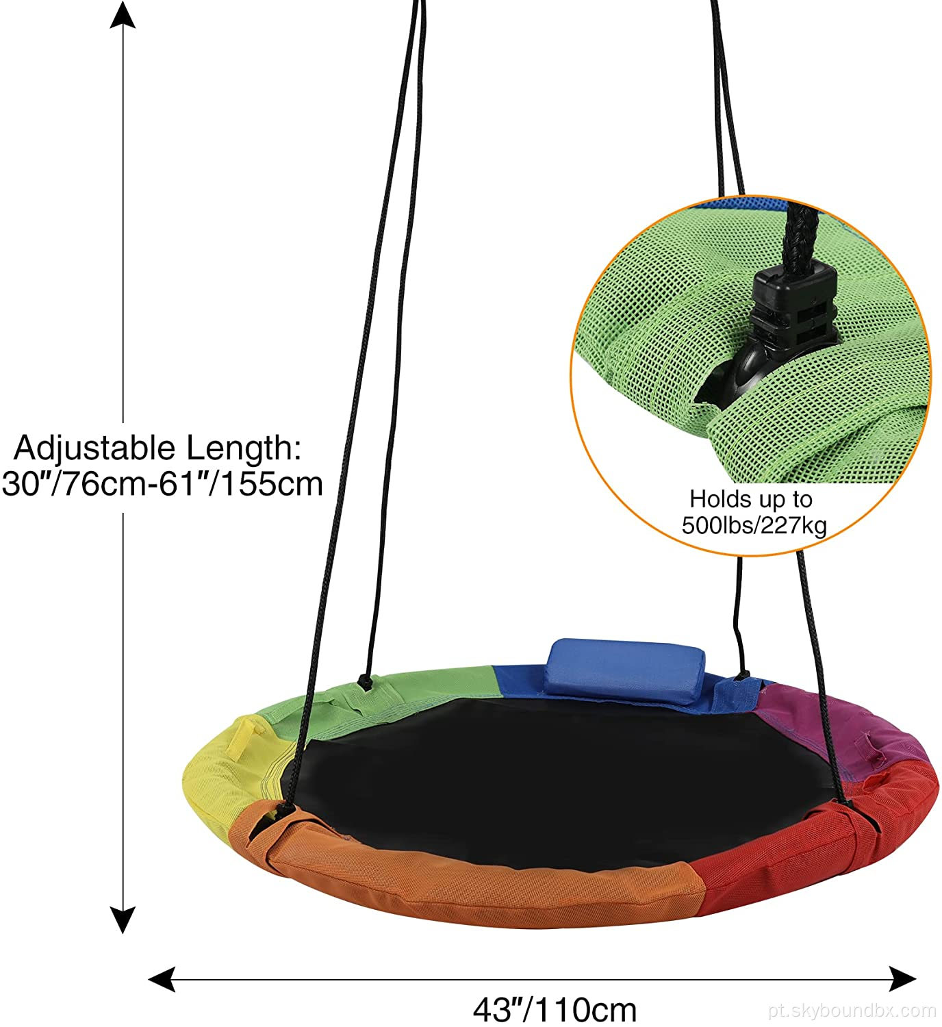 Swing de ninho de 110 cm de carga máxima 150 kg CE GS