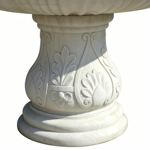 Classic White Stone Garden Fountain with Dual Cherubs