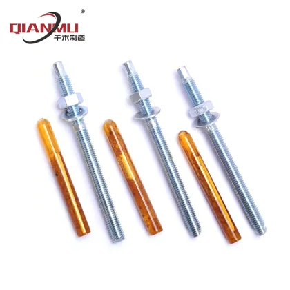 Galvanized chemical anchor bolts for glass exterior walls