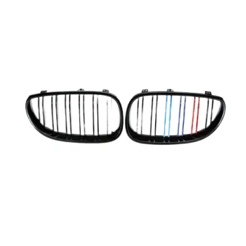 Custom Glossy Black BMW 5 Series E60 E61 Double Line Three Colors Grille Mesh Front Bumper