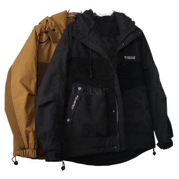 Hot Sale Men's Windproof Patchwork Thick Windbreaker Jacket - Mountain Brown