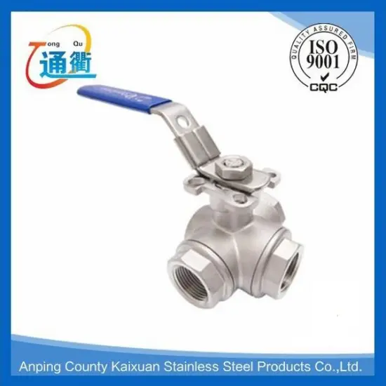 1000 psi stainless steel 3 way ball valve 1/4" npt