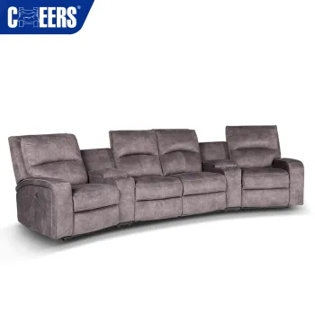 MANWAH 4-Seater Fabric Upholstered Power Reclining Home Theater Sofa - Hot-Selling Model with Storage and USB Ports for Home